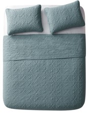    VCNY QUILT SET, 3 piece Caroline, KING, BLUE SAGE   