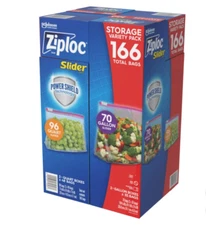 Ziploc Slider Storage Bag, Variety Pack, 166-count