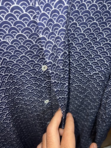 Maison Martin Margiela Mens Navy Blue Pattern Printed Cotton Button Shirt L 43 - Picture 5 of 8