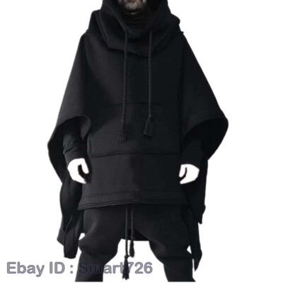 Men's Asymmetrical Cloak Casual Loose Medium Length Coat Jacket Parka