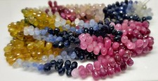Natural A  Multi Sapphire Tear Drop 4X6 - 5X7MM Gemstone Beads 15" 1 Strand