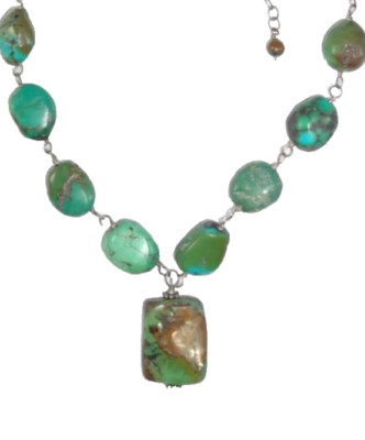 ''TD DESIGNS'' Genuine Turquoise & Sterling Silver .925 Unisex Necklace!