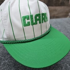 Clark Forklifts Hat Vintage Snapback Green Pinstripe Thick Rope Bill Cap