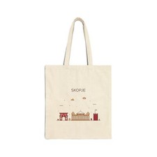 Skopje Macedonia Skyline Cotton Canvas Tote Bag, Eco-Friendly Shopping Bag