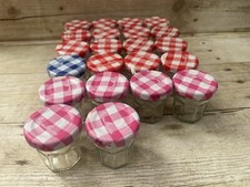 Lot of 22 Empty Mini Bonne Maman 1oz Glass Jars Gingham Lids Crafts Storage