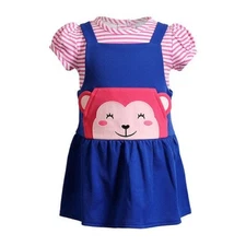 Sweet Heart Rose $35 Baby Girls’ 2-Piece Blue/Pink Monkey Jumper Set 24M NWT