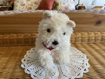 Teddy Herman Creme Highland Terrier mit rotem Schal Stofftier/Teddy 8'' L x 7'' groß