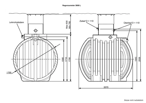  Regenwassertank 3500 Liter Garten, Regentank, Zisterne - Bild 2 von 3