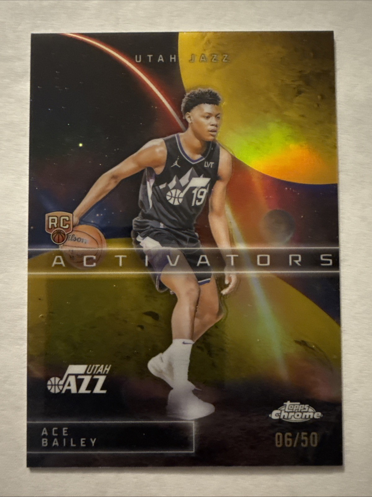Ace Bailey 2025-26 Topps Chrome NBA Activators True Gold Refractor Rc #06/50 WOW
