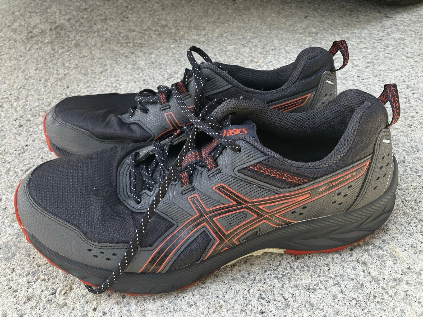 ASICS Gel-Venture 9 Mens Size 12.5 US Gray/Orange Trail Running Shoes Extra Wide
