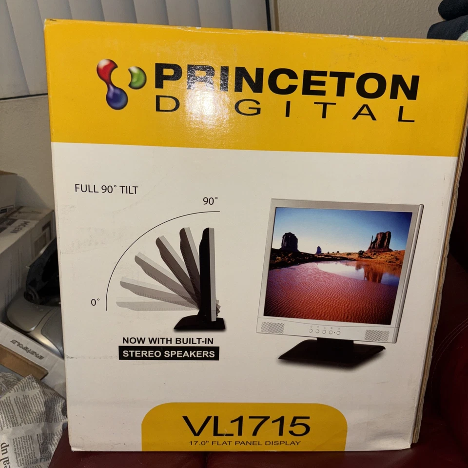 NEW Vintage Princeton Digital VL1715 Full 90 Tilt 17" Flat Panel Display Screen - Image 2 of 4