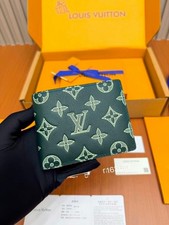 Louis Multiple Wallet M27150 Monogram Eclipse Bifold Card Holder Green New