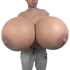Fake Boobs Silicone Breast Forms Breastplate Dark Color For Crossdresser XX Cup
