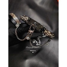 New PU Leather Bell Decor Metal Chain Collar Choker Adjustable Buckle Necklace