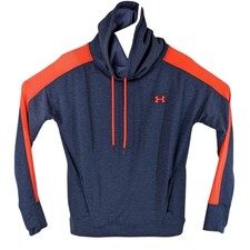 Under Armour Gray Blue Cowl Neck Sweatshirt Size Small Orange