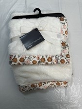 Modern Moments by Gerber White Plush Blanket w/Floral Pink/Tan 30x40in