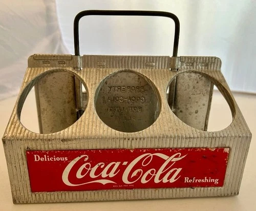 Vintage Coca-Cola Metal 6 Pack Bottle Carrier * Coke Caddy * 1950's