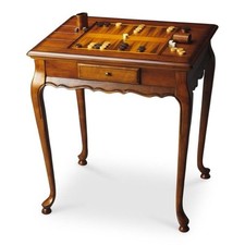 Pemberly Row Contemporary Game Accent Table in Medium Brown Finish