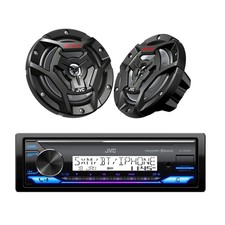 2 Pcs JVC CS-DR6200M 6.5" Marine Speakers  KD-X38MBS Bluetooth Receiver Bundle
