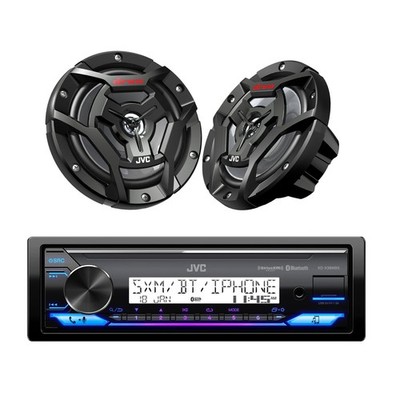 2 Pcs JVC CS-DR6200M 6.5'' Marine Speakers + KD-X38MBS Bluetooth Receiver Bundle