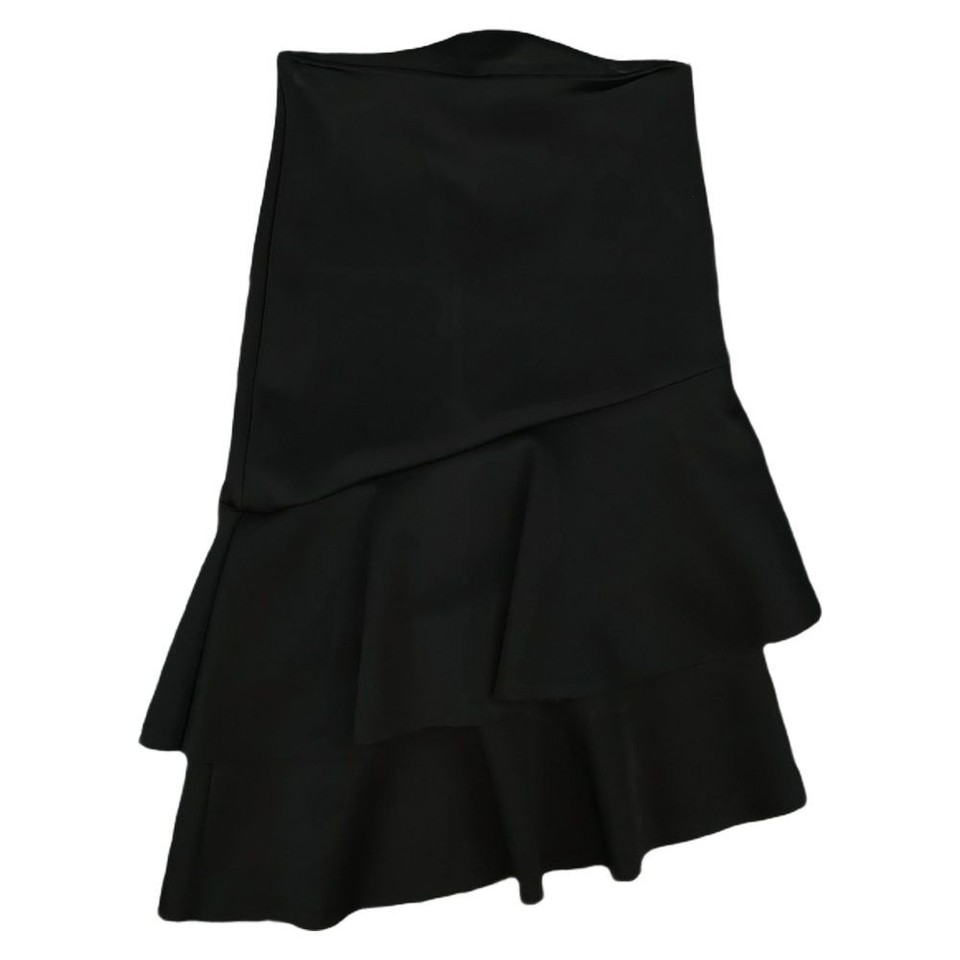 Seed Heritage Skirt Womens 26 Black Ruffle Layered Midi High Waist Stretch 26