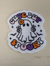 Ghost Cute But Spooky Halloween 4.5 inch Iron on Embroidered Applique Patch