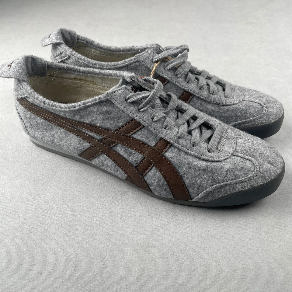 Onitsuka Tiger Mexico 66 Sneakers US 10.5 EU 44.5 Grey Felt Brown Stripe Rare - Image 2 of 4