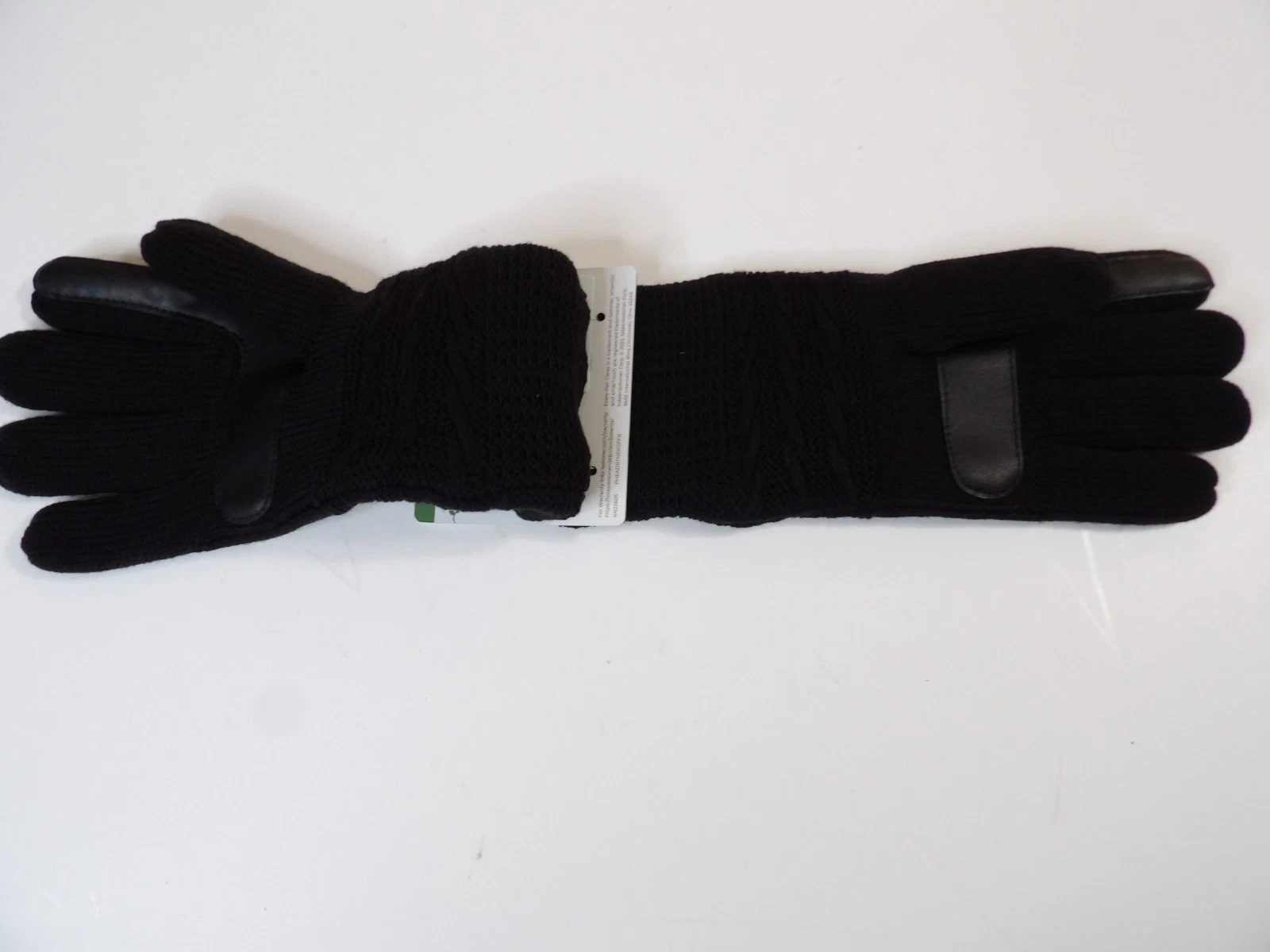 NEW Isotoner Womens Eco Comfort Smart Touch-Smart Dry Black Glove 1 SZ Fits Most