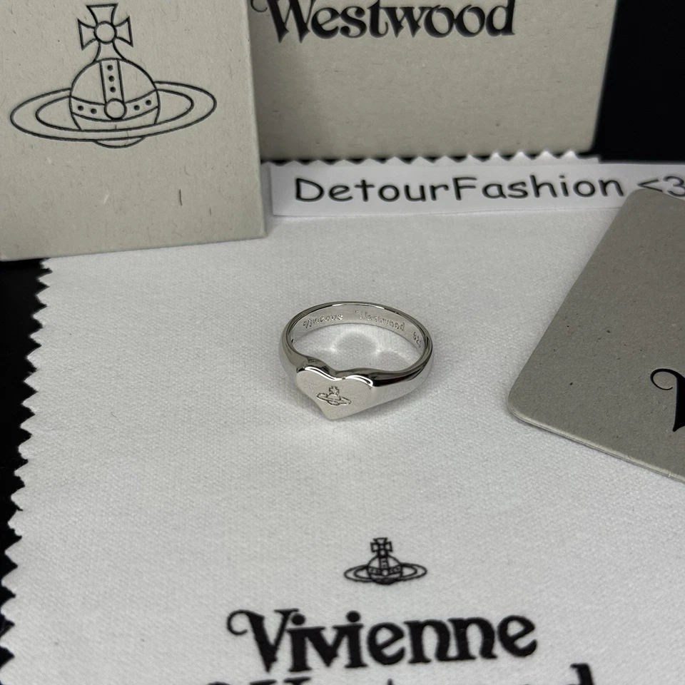 Vivienne Westwood 925 Silver Marybelle Metal Heart Ring Size 6-8 New in Box - Image 3 of 4