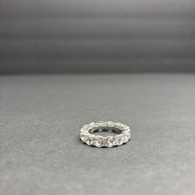 Suzy Levian Sterling Silver Cubic Zirconia Crossing Setting Eternity Band SL 925