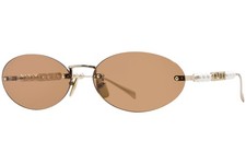 Gucci GG1922S 003 Sunglasses Gold/Brown Lenses Oval Shape Rimless Style 62mm