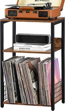 3 Tier End Table Record Player Stand w/ Storage Up to 100 Albums Turntable Stand