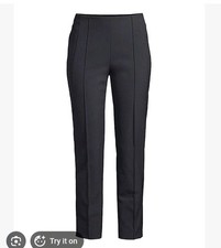 Escada Tuska High Waist Cropped Black Pintuck Side Zip Dress Work Business Pants