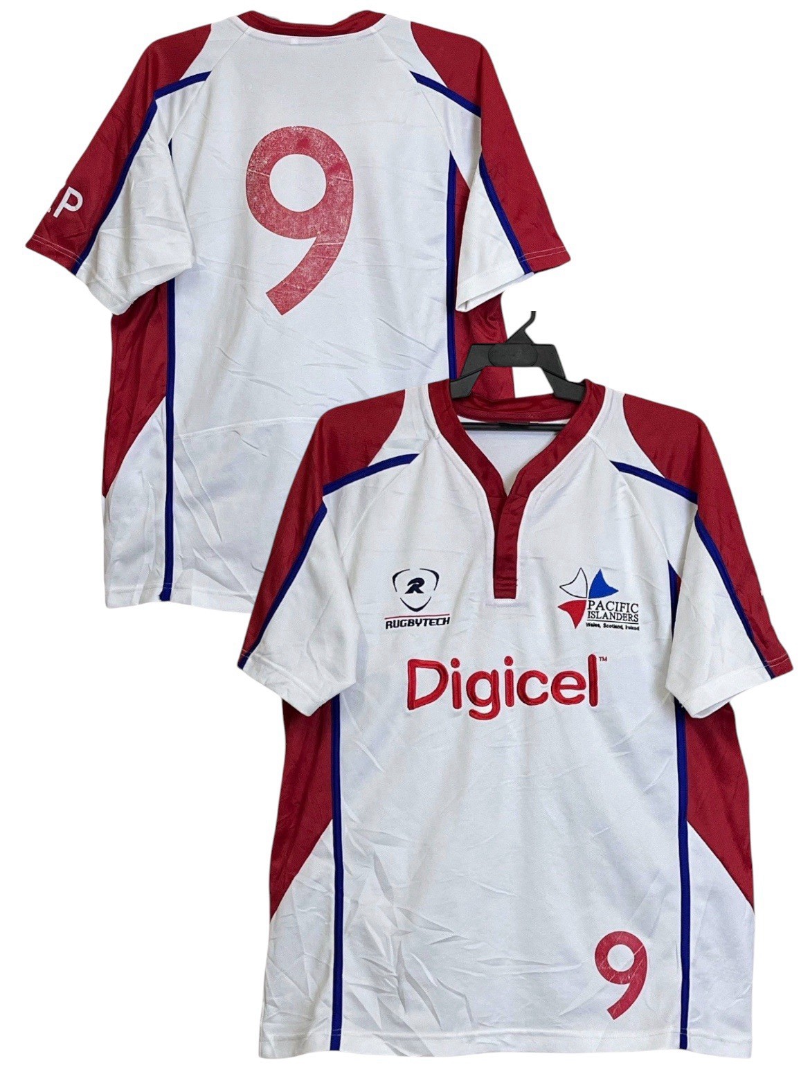 RARE VINTAGE Y2K PACIFIC ISLANDERS RUGBY UNION 2006 #9 JERSEY/SIZE XL(23.5”/30”)