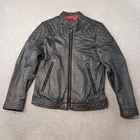 Diesel Mens Jacket Medium Black Leather Biker Motorcycle Cafe Racer Moto Trucker