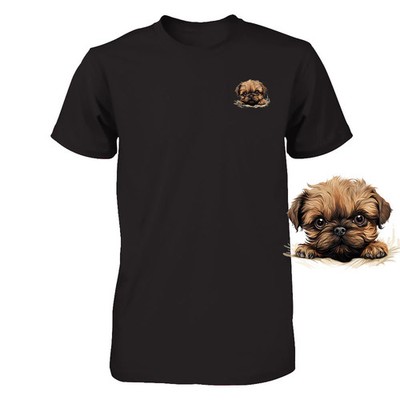 Funny Brussels Griffon Dog Peeking Pocket Tshirt Cute Puppy Dog Lover Tee Gift