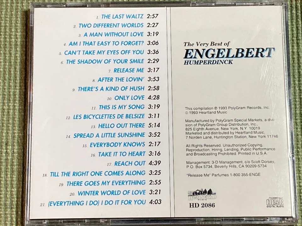 ENGELBERT HUMPERDINCK THE VERY BETS OF 21 TRACK CD HEARTLAND MUSIC FREE SHIPPING Foto 2 de 2
