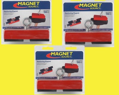 3 Pack Magnet Source 5 in. L X 2 in. W Red Retrieving Magnet 150 lb. pull 