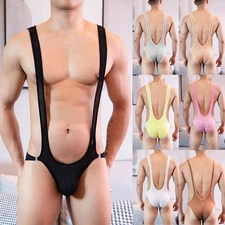 Men Sexy Jockstrap Leotard Underwear Jumpsuits G String Backless Bodysuit