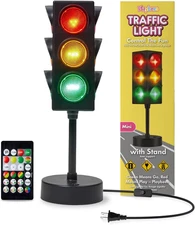 Playbees Mini Traffic Light Lamp with Base 11 Inches Vibrant Decoration Working 