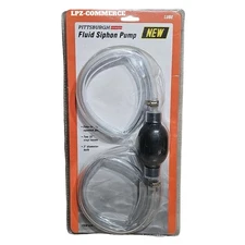 Manual Fluid Siphon Pump Gas Water Transfer Tool w/ 32 in Hoses Easy Squeeze