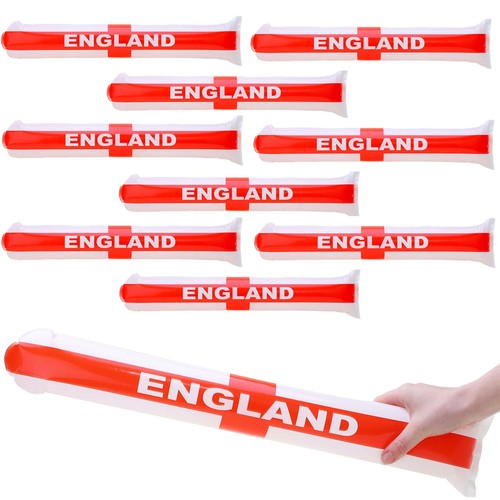 Toyland® Pack Of 10 Inflatable England Flag Bang Bang Bats/Sticks - St