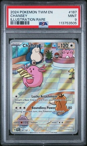 2024 POKEMON TWM EN-TWILIGHT MASQUERADE ILLUSTRATION RARE #187 CHANSEY PSA 9