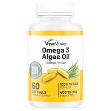 Vegan Omega 3 Supplements 60 Plant Based Algae Oil Soft Gels DHA Vitality Fatty