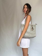Loeds light grey leather tote bag, classic shopper silhouette, spacious interior