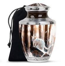 White Cat Unique Urns For Human Ashes Adult Female 10 Inch 