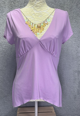 Y2K Violet Purple Babydoll Fairy Top Sharkbite Hem V Neck Coquette Vintage L