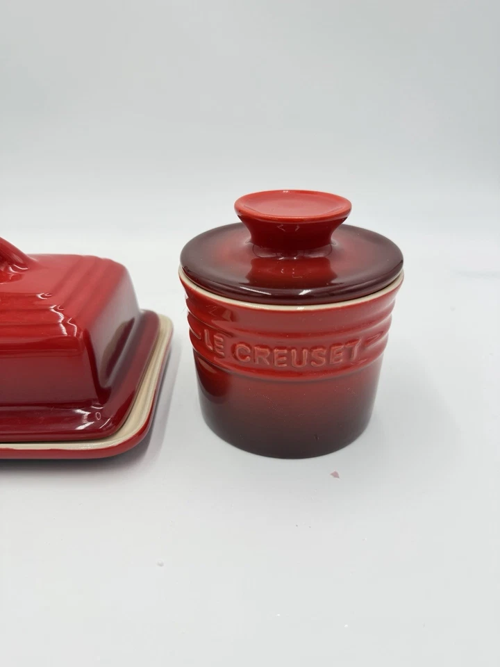 Le Creuset Stoneware Red Butter Dish & Butter Bell Crock Red Set 2 PCs - Image 2 of 4