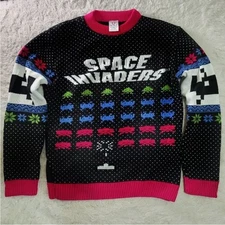 Space Invaders Ugly Christmas Sweater Retro Video Games Atari Holiday