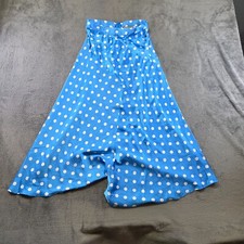 Asos Midi Flare Skirt Womens 2 Blue White Polka Dot !00% Polyester Zip Closure